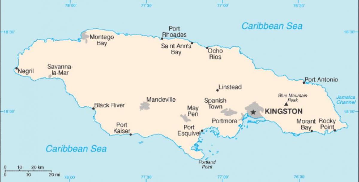 Mapa da jamaica área 