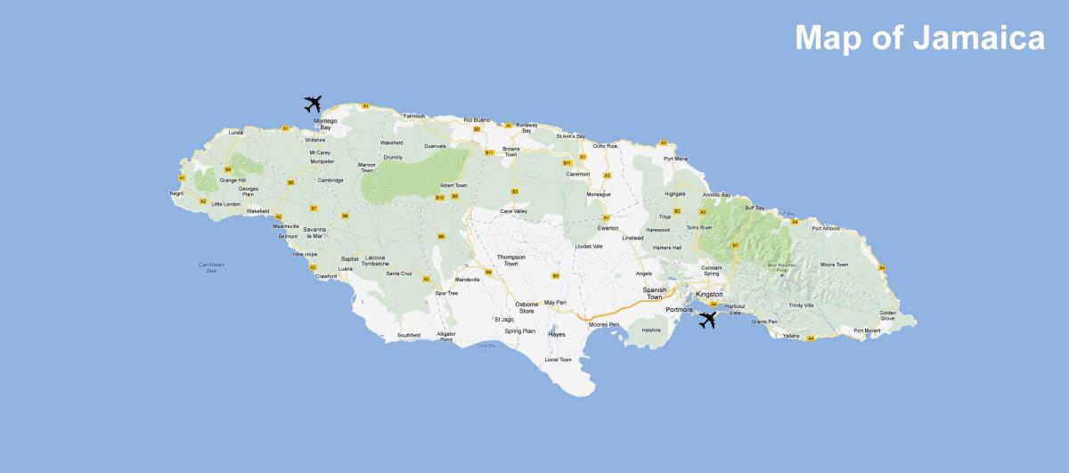 mapa da jamaica aeroportos e resorts