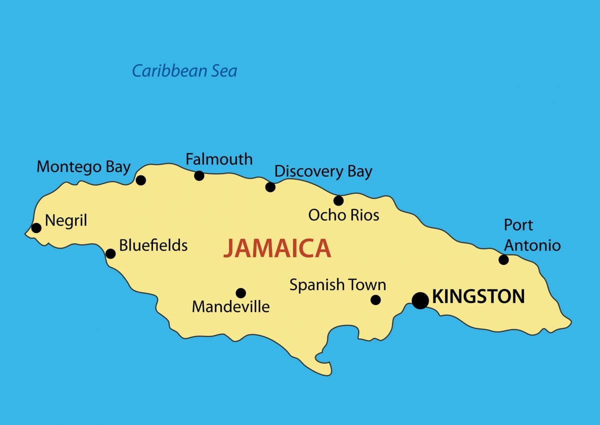 Mapa da jamaica cidades