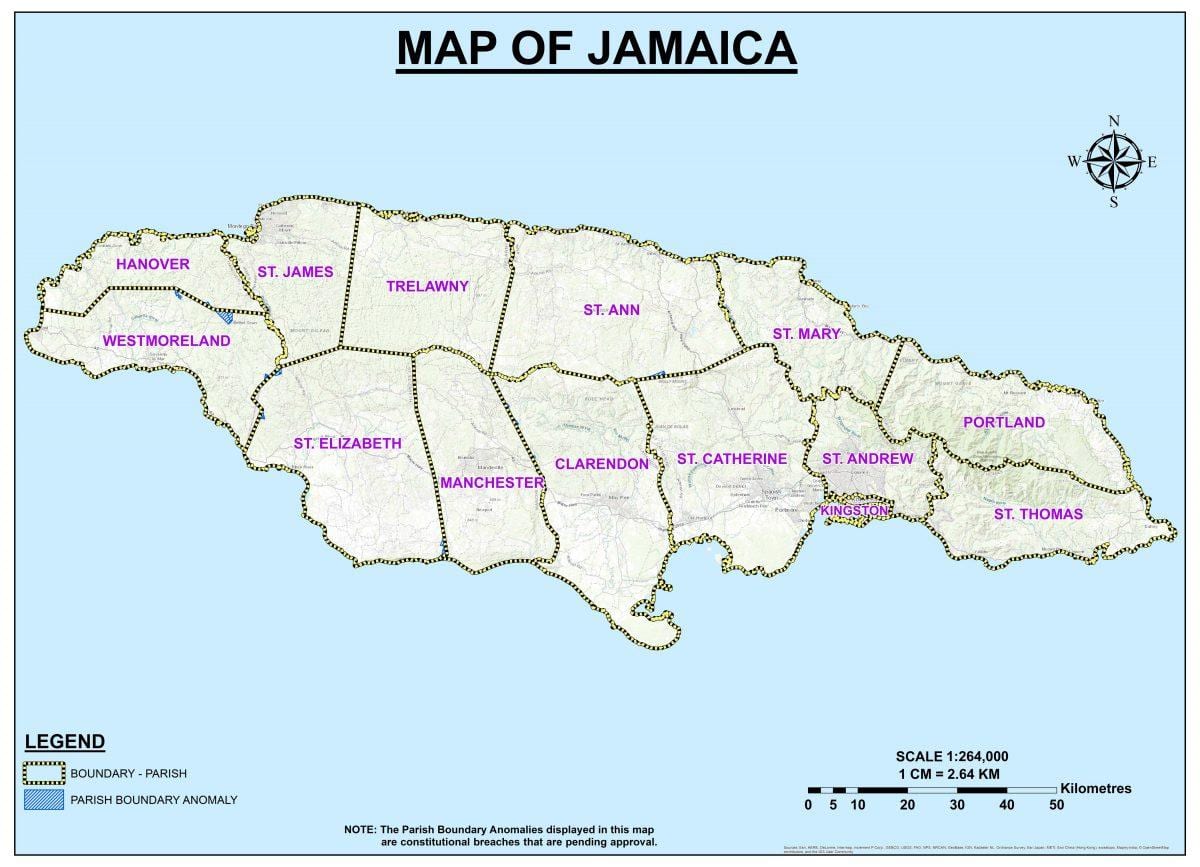 Mapa da jamaica constituintes