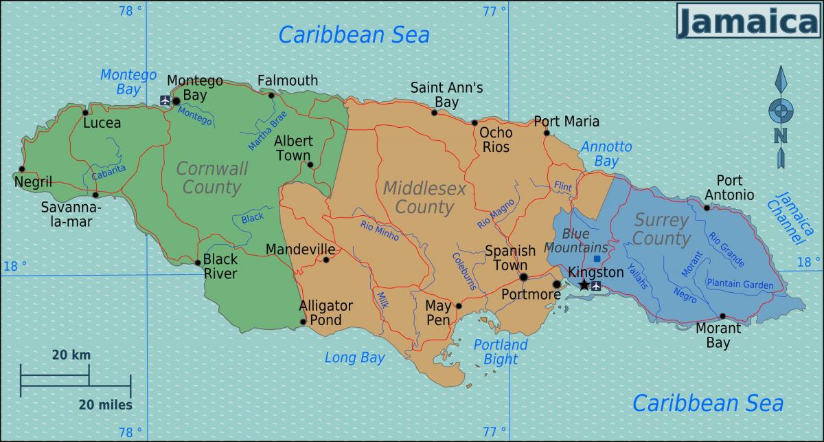 Mapa da jamaica país