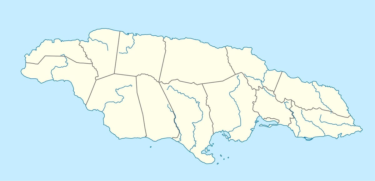 mapa da jamaica, mostrando rios