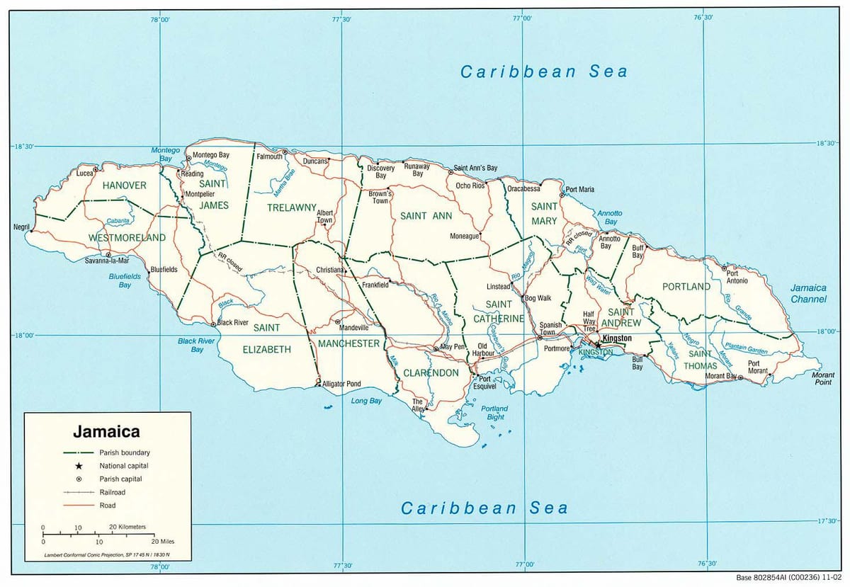 jamaica rodovia 2000 mapa
