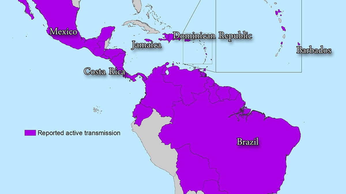 Mapa da jamaica zika