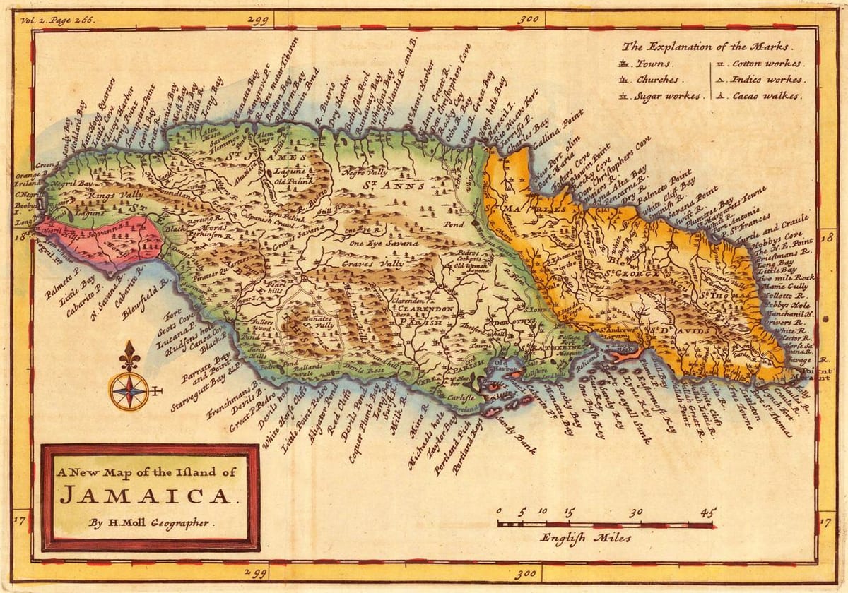 Mapa do antigo jamaica