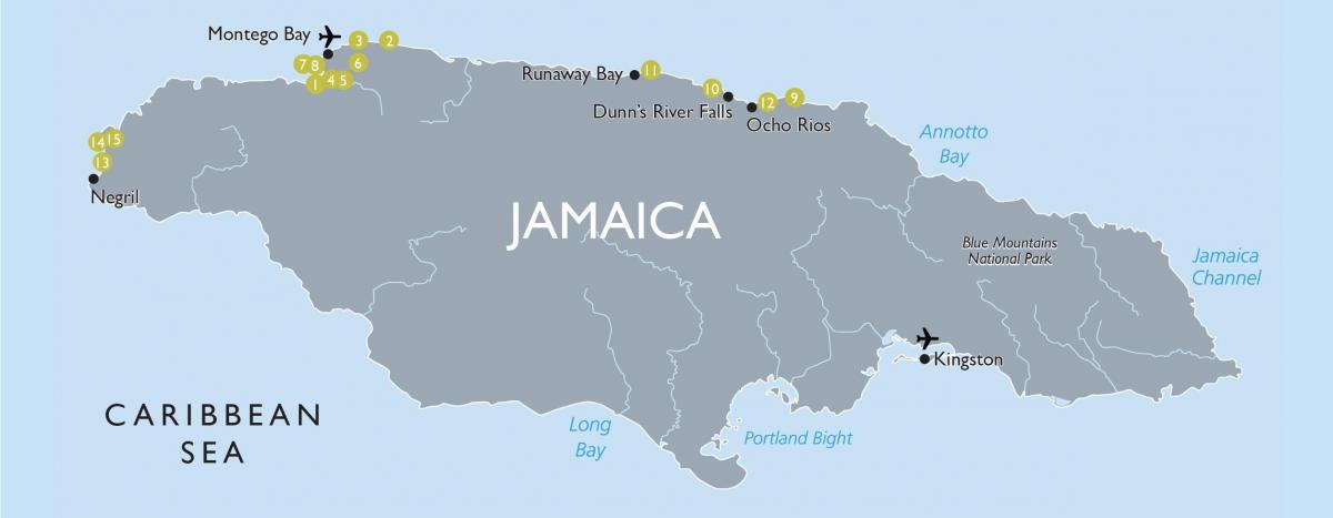 Mapa da jamaica aeroportos