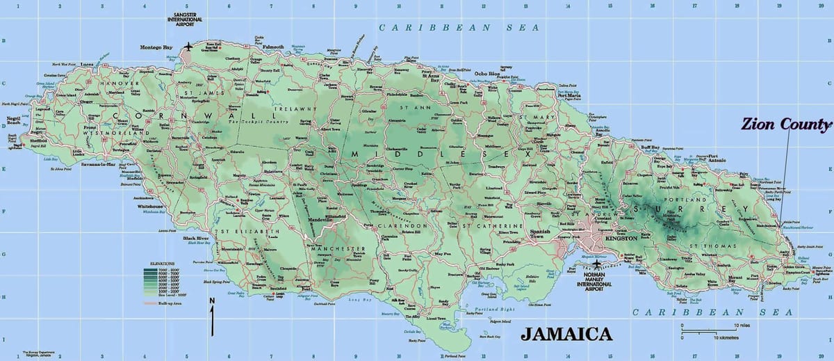 Mapa da jamaica costa norte