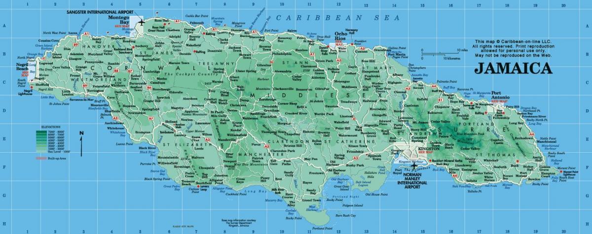 um mapa da jamaica