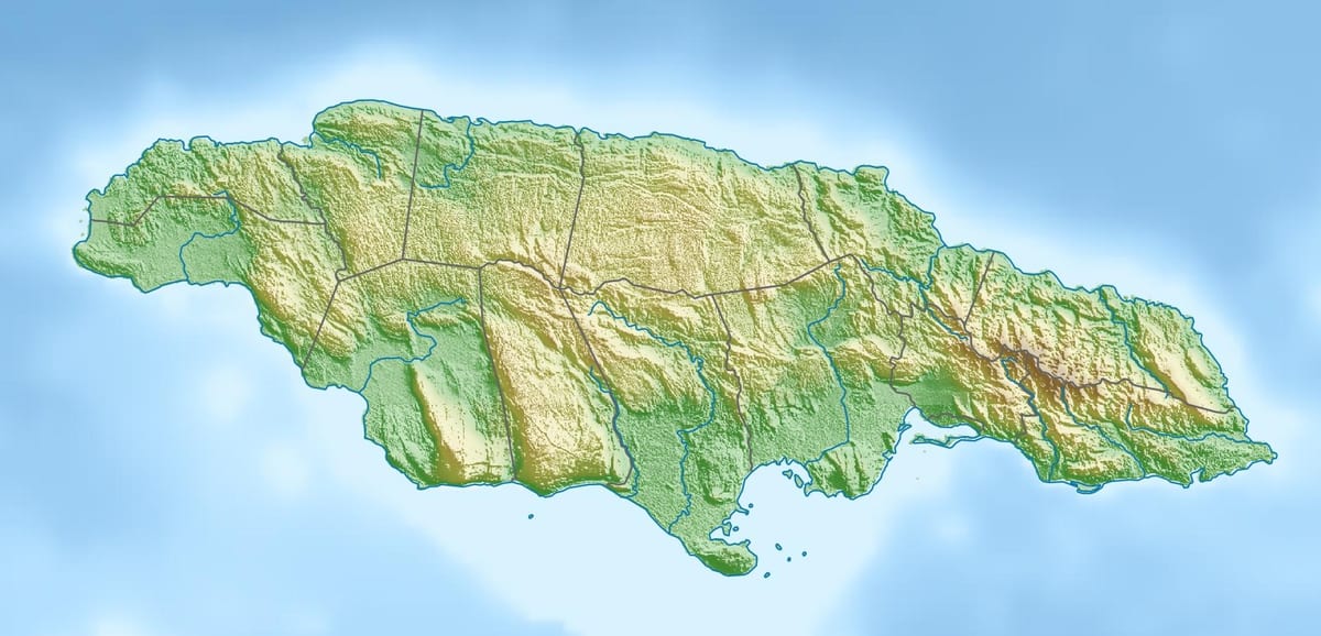 Mapa do relevo da jamaica
