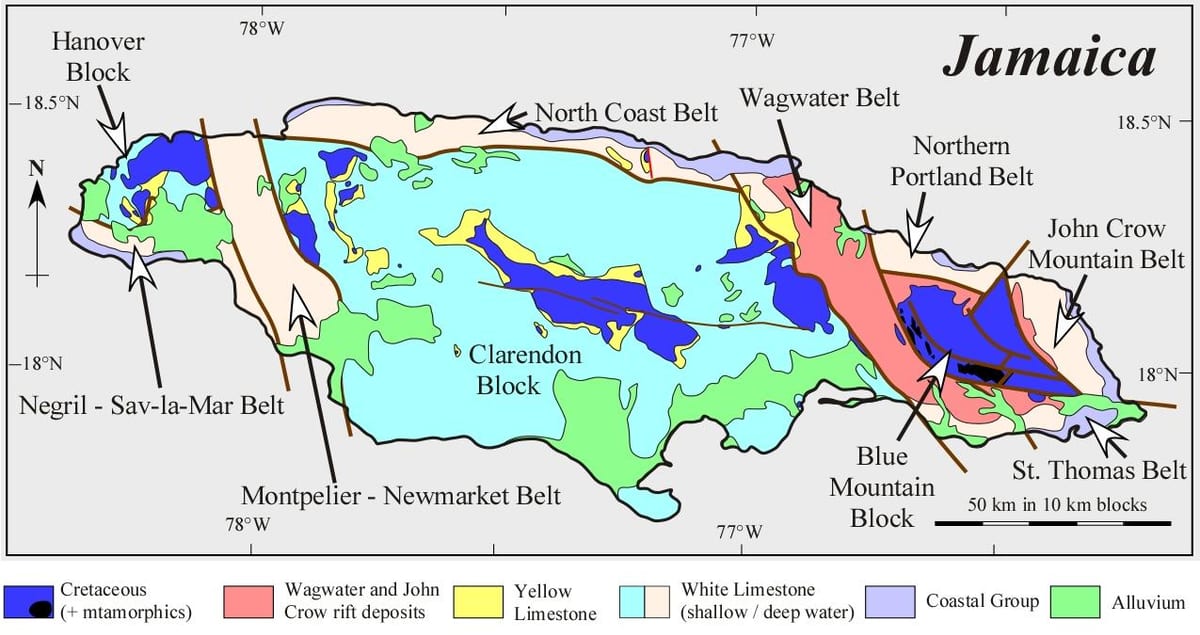 Mapa geológico jamaica