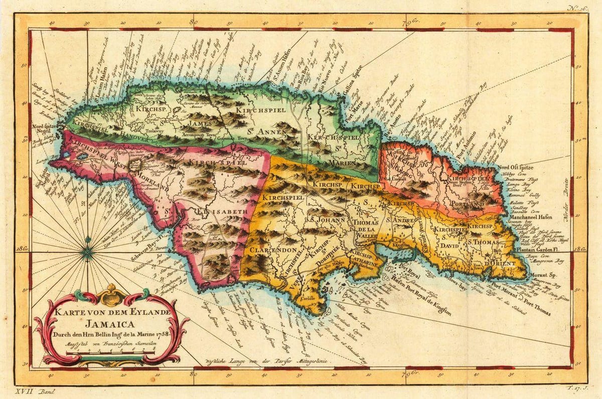 Mapa do vintage jamaica