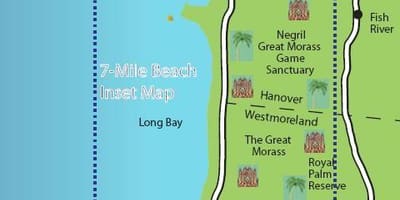 Mapa de negril jamaica em 7 mile beach