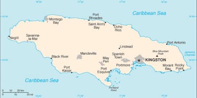 Mapa da jamaica área 