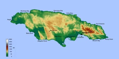Mapa da jamaica elevação 