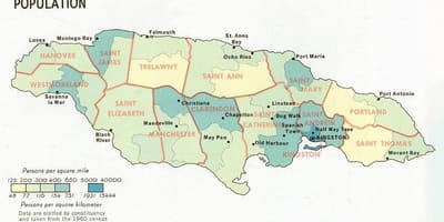 População mapa da jamaica