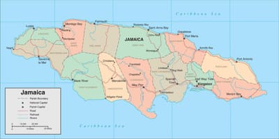 Mapa da jamaica províncias