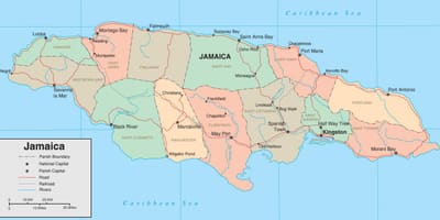 Mapa político da jamaica