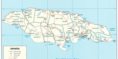 Mapa de rios na jamaica